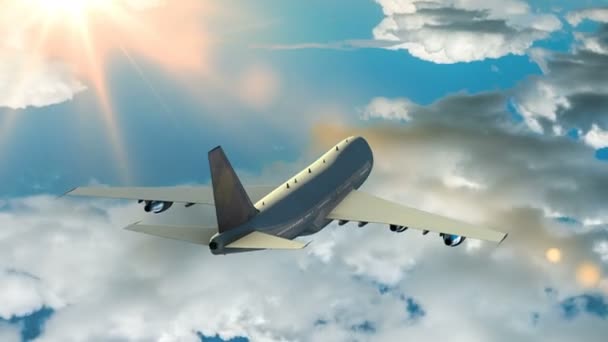 Avión volando sobre las nubes — Vídeo de stock