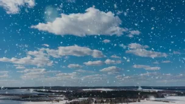 Красиві зимові часові кола з красивими снігопадами — стокове відео