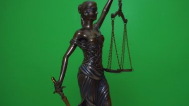 Themis heykelciği chromakey arka plan üzerinde döner