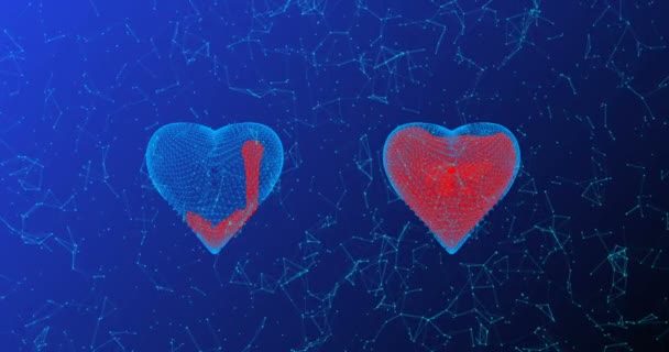 心脏由充满血液的线条和点组成 也由线条和点组成 治疗的概念 医学技术的发展 阿尔法通道 — 图库视频影像