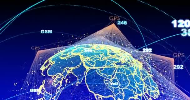 Digital data globe - abstrakta vetenskapliga teknik data nätverk omgivande planetjorden förmedla connectivity, komplexitet och data flod av moderna digitala tidsåldern — Stockvideo