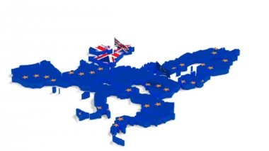 Devlet bayrakları, alfa kanalı, hromakey ile İngiltere ve Avrupa Birliği Haritası