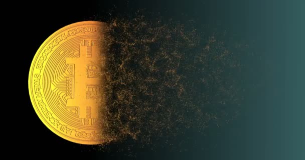 Цифровая сеть шифрования криптовалюты биткоин блокчейн для мировых денег — стоковое видео