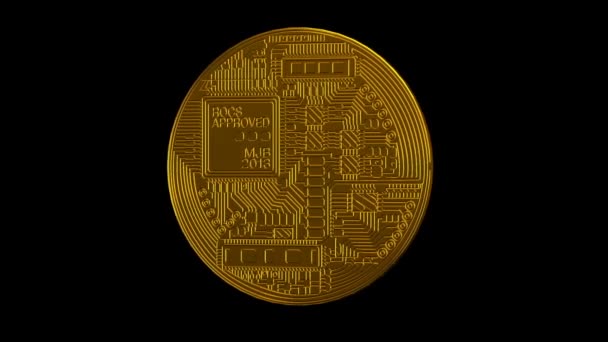 Bitcoin blockchain crypto digitális titkosítás hálózati világ pénzért, alfa-csatorna — Stock videók