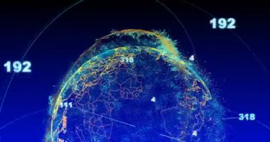 soyut küre parçacıklar ve pleksus yapısı ile. Dijital teknoloji gezegen kıta şekillendirme ile. Triangulated yapısı. Işımalar ve parçacıklar. Alfa kanalı