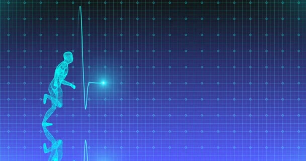 ECG cardiac monitor goes flat line. ECG showing a pulsing heart rate. High quality, full 4K animation. Symbol of the heart filled with fluid. The concept of recovery after medical treatment — Stock Video