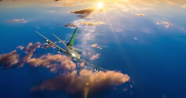 Aereo volare da sole giorno cielo blu. loop video, Time-lapse — Video Stock