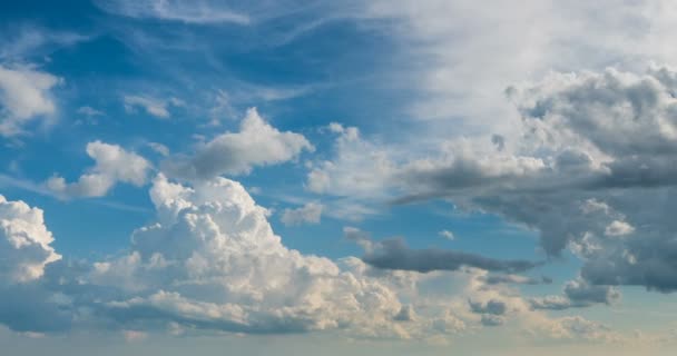 Літаючі кумульські хмари, прекрасні хмари проміжок часу — стокове відео