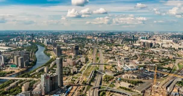 Vista aérea de la ciudad. 4k. El lapso de tiempo. Opinión de Moscú — Vídeos de Stock