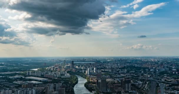 Vista aérea de la ciudad. 4k. El lapso de tiempo. Opinión de Moscú — Vídeos de Stock