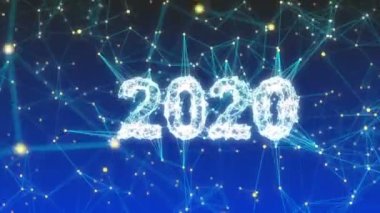 Happy New Year 2020 Video Animasyon alfa klipsile dinamik parçacıklar ile. Animasyonlu tebrik kartları ve afişler tasarlamak için.
