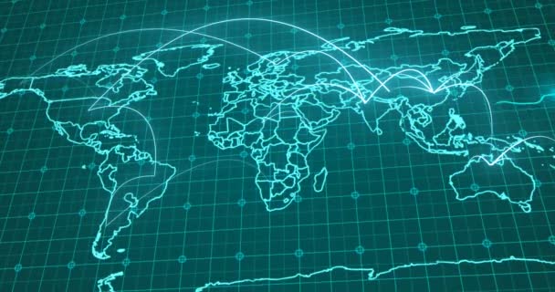 Globalt affärskoncept för anslutningar och informationsöverföring i världen, samt ett diagram över spridningen av infektionssjukdomar, begreppet att använda mänsklig kommunikation som virus, covid-19 — Stockvideo