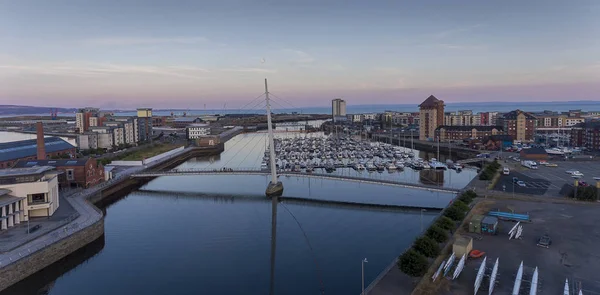 Редакційна Суонсі Великобританії Липня 2018 Вид Повітря Міст Міленіум Річці — стокове фото