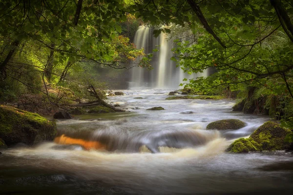 Sgwd Eira Waterfallthe Afon Hepste Rivier Stort Een Band Van — Stockfoto