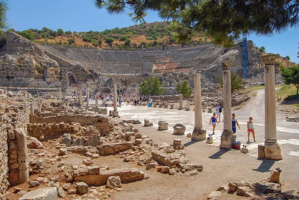 Ephesus Redakcyjny Turcja Sierpnia 2012 Arcadian Way Droga Wielkiego Teatru — Zdjęcie stockowe