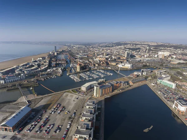 Redakcja Swansea Wielka Brytania Lutego 2019 Swansea City Marina Centrum — Zdjęcie stockowe