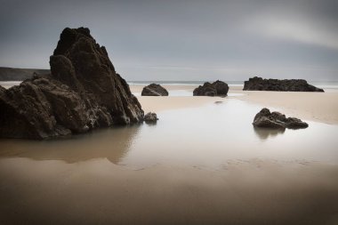 Marloes Sands Bay Skomer adası yakınında, Güney Galler İngiltere'de en iyi plajlarından biri