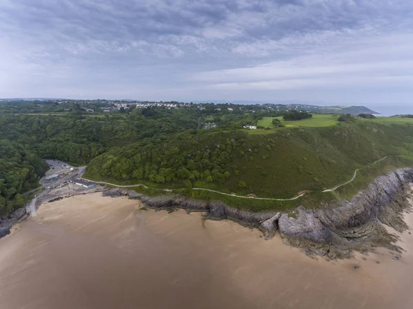 Editorial Swansea Reino Unido Junho 2019 Caswell Bay Shops Car — Fotografia de Stock