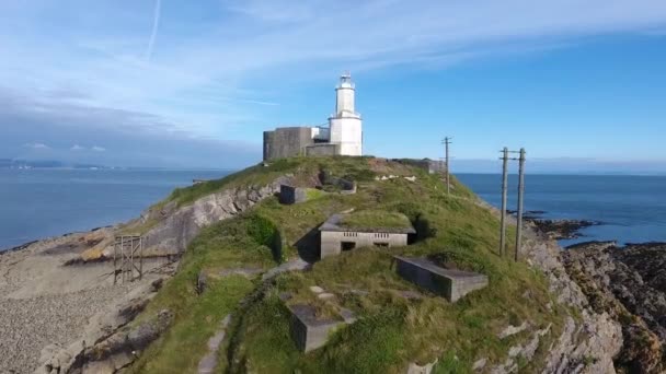Mumbles Lighthouse Seconde Guerre Mondiale Deux Remparts Swansea Galles Sud — Video
