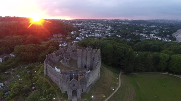 Redakcja Swansea Wielka Brytania Lipca 2019 Zachód Słońca Zamku Oystermouth — Wideo stockowe