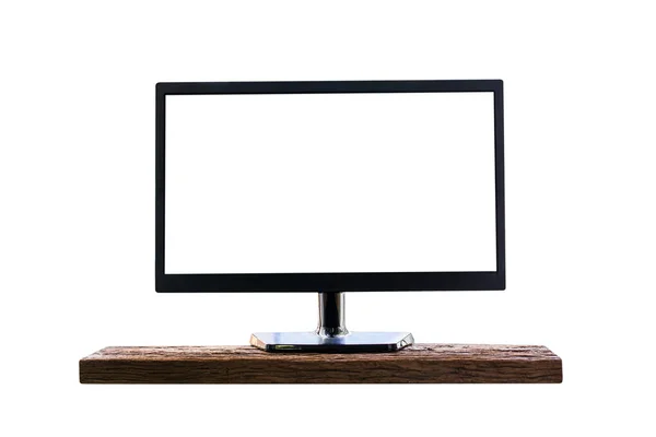 Monitor Branco Para Seu Design Anúncio Isolado Fundo Branco — Fotografia de Stock