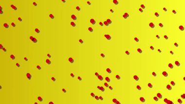 Vibrant red spheres dynamically moving on a yellow gradient. Perfect for modern backgrounds, presentations, and creative designs, adding a touch of energy.