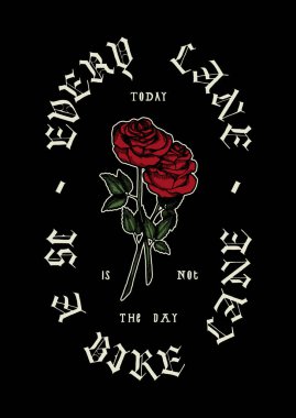 Her bisiklet yolu gülleri klasik tipografi tişörtü baskısı