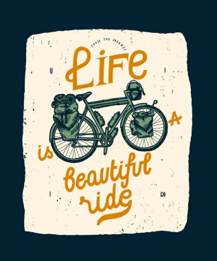 Hayat güzel bir yolculuktur - klasik bisiklet takibi motivasyon alıntısı