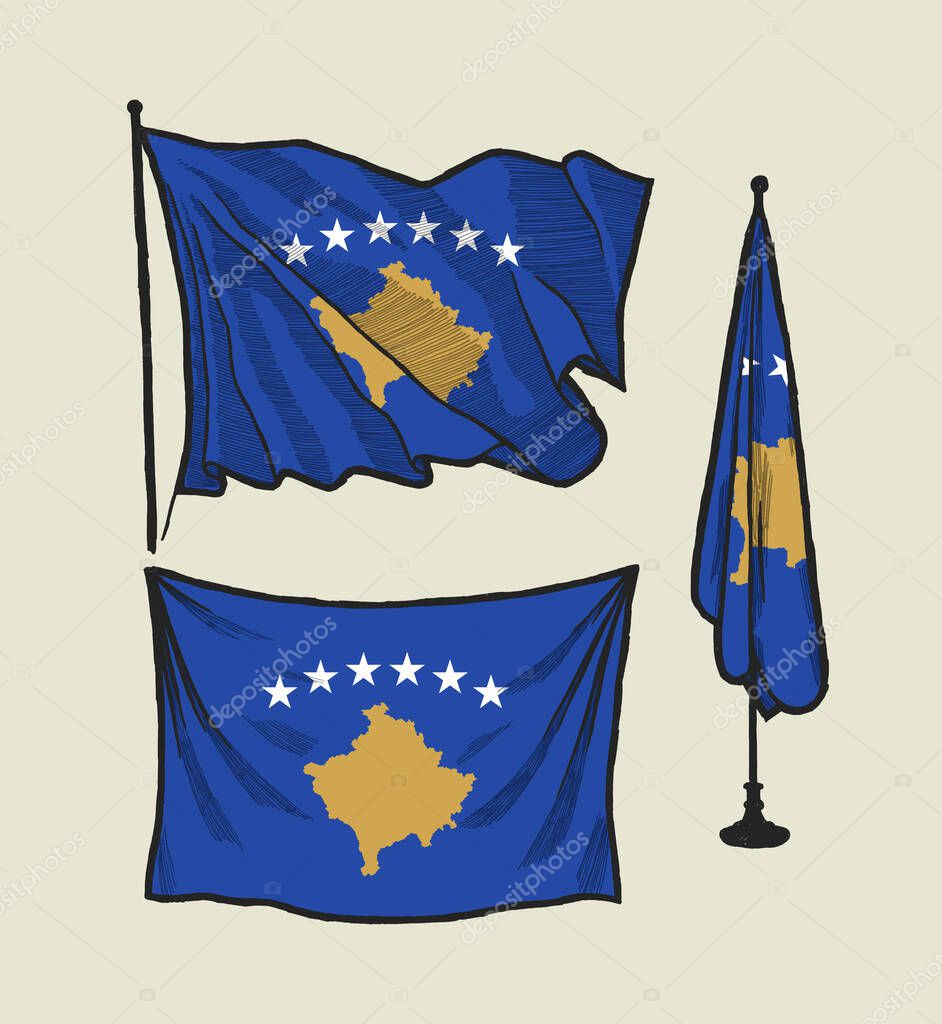 Bandiere Del Kosovo Collezione Lucida - Immagini Vettoriali Stock E - Foto 9
