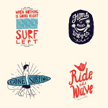 Surfing t-shirt design set 