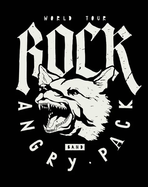 Ranido Latido Cão Rock Música Shirt Impressão Angry Pack Turnê — Vetor de Stock