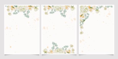 suluboya beyaz şakayık ve gül yapraklı çiçek buketi çerçeveli düğün beyaz arka plan izole