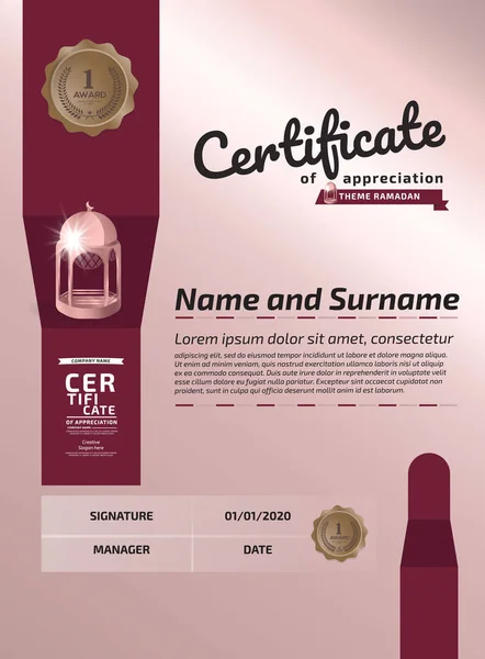 Modèle Prix Certificat Appréciation Certificat Illustration Format — Image vectorielle