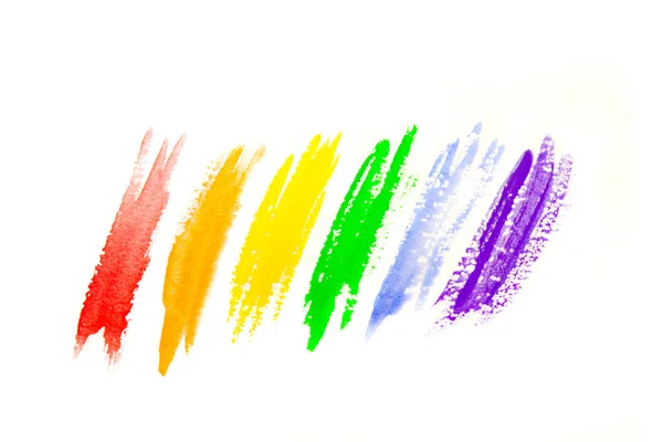 水彩絵の具から Lgbt の記号です 白地に虹の色 — ストック写真