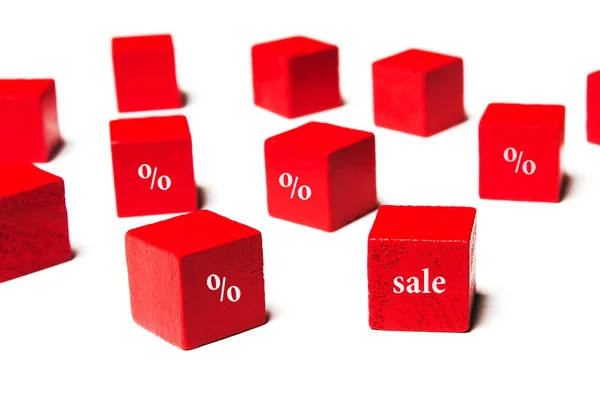 Concept Discount Sale Interest Red Cubes — Stock Photo, Image