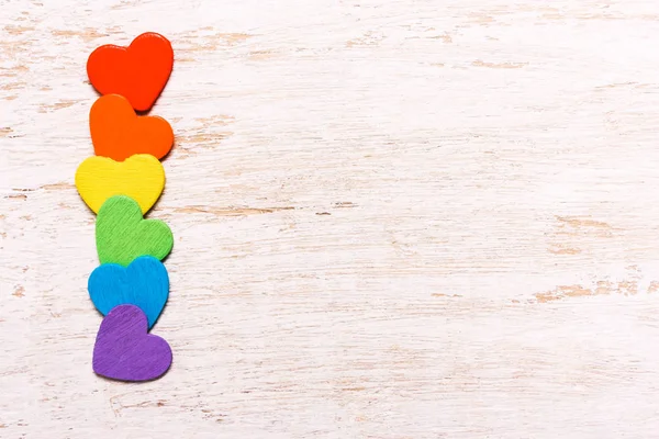 Hearts of rainbow colors on a white background. — Stock Photo, Image