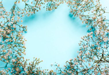 Düğün, yaz pastel arka planı. Beyaz çiçeklerin bileşimi 