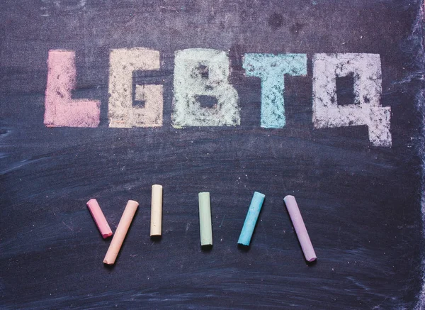 Word LGBTQ  on a chalk board. — ストック写真