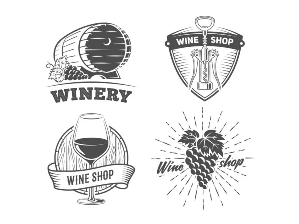 Badges Magasin Vin Ensemble Logos Vintage Pour Boutique Vin Cave — Image vectorielle