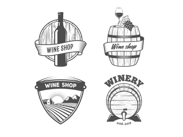 Logotipos Tienda Set Insignias Vintage Para Vinoteca Bodega Vector Pegatinas Ilustración De Stock