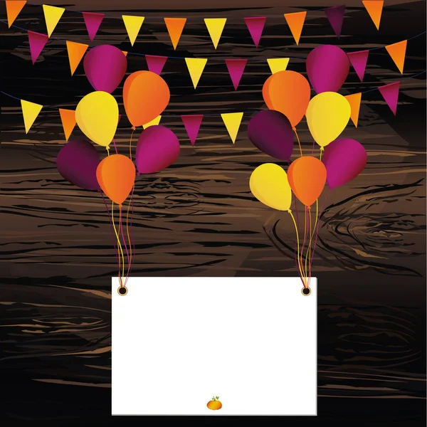 Ευχετήρια Κάρτα Για Halloween Μπαλόνια Πρόσκληση Για Διακοπές Ένα Κόμμα — Διανυσματικό Αρχείο