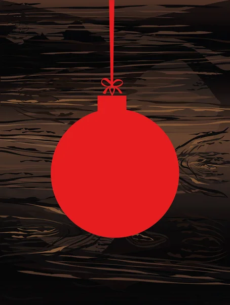 圣诞快乐的红色球与弓和丝带 具有复制空间的横幅 在木背景的向量 假日或派对贺卡 — 图库矢量图片