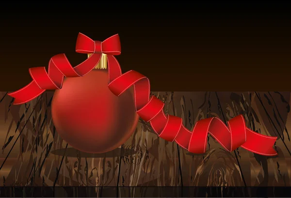 Joyeux Noël Boule Avec Ruban Rouge Arc Bannière Avec Espace — Image vectorielle