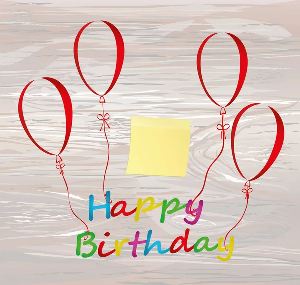 Balloons Shape Heart Bandaged Ribbon Bow Hold Word Happy Birthday — Stock Vector