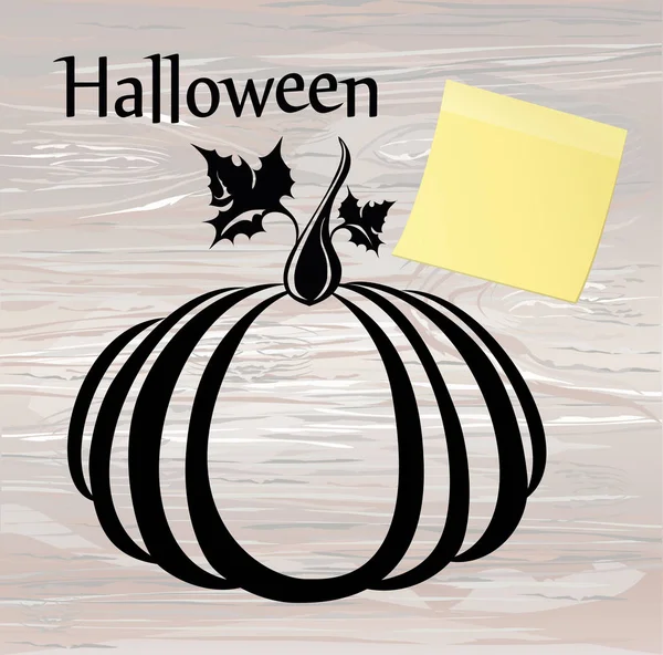 Halloween Silhouette Citrouille Vecteur Sur Fond Bois Carte Voeux Pour — Image vectorielle