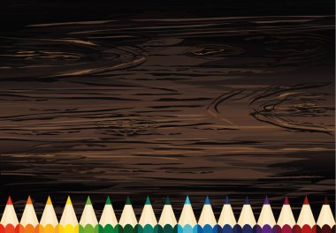 Renkli pencis. Ahşap arka plan üzerinde vektör.