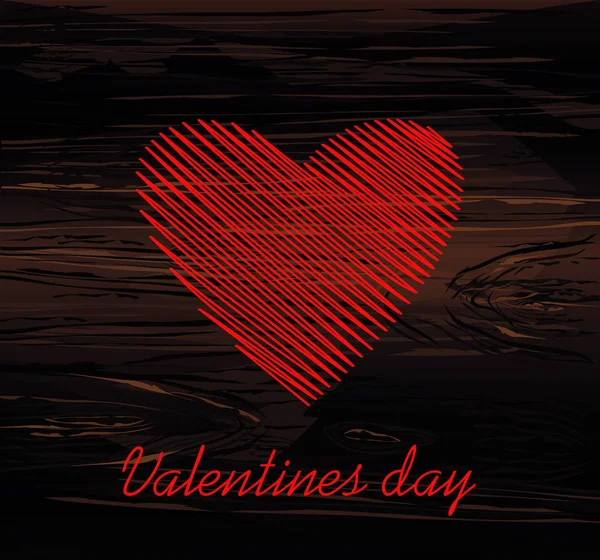 Líneas Simples Forma Corazón Rojo Para Día San Valentín Concepto — Archivo Imágenes Vectoriales
