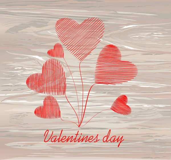 Líneas Simples Forma Ramo Corazones Rojos Para Día San Valentín — Archivo Imágenes Vectoriales