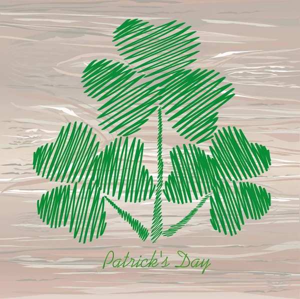 Plantilla Trébol Verde Dibujado Mano Día San Patricio Ilustración Vectorial — Vector de stock