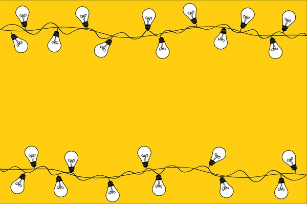 따뜻한 전구 garlands, 휴일 훈장의 집합입니다. 램프입니다. 빛나는 크리스마스 조명. 노란색 배경 벡터. 스톡 일러스트레이션